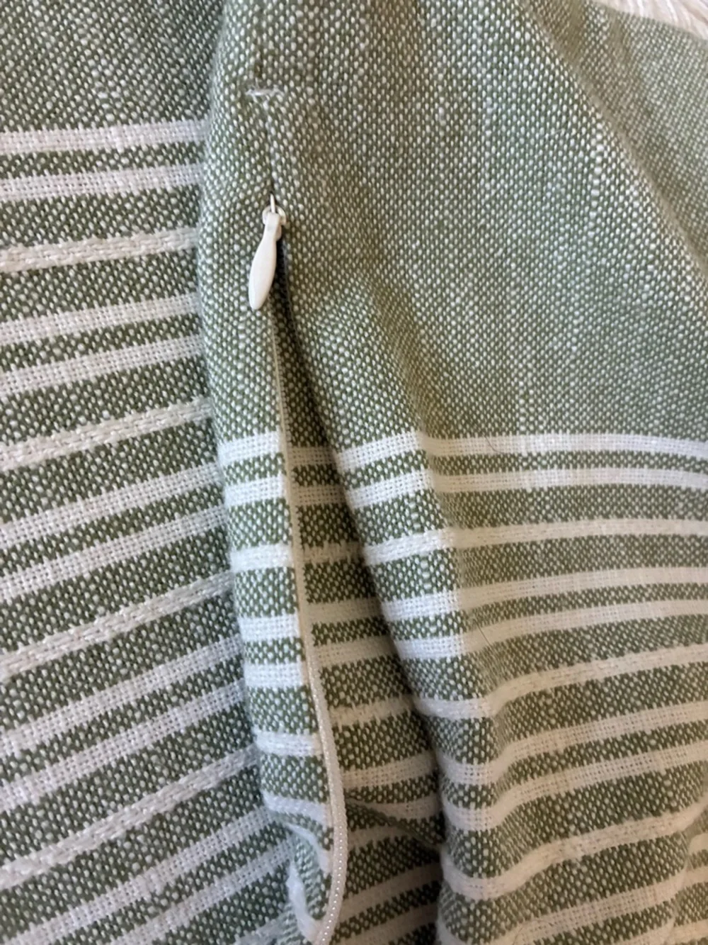 Well Dressed Home Sage Green Stripe Pillow Covers Fringe Cottagecore Shabby Chic